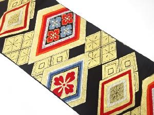 アンティーク　菱に花模様織り出し袋帯（着用可）